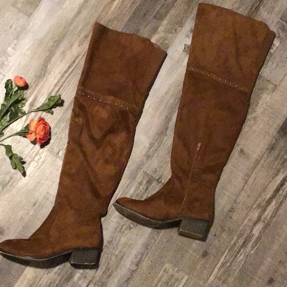 Brown Suede Thigh High Boots Like New size 7.5